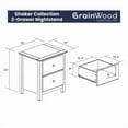 thumbnail image 5 of Grain Wood Furniture Shaker 2-Drawer Bedside Nightstand, Solid Wood with Natural Finish, 5 of 5