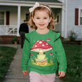 thumbnail image 3 of Yuyamidu Mushroom and Frog Sweatshirt for Girls Size 7-8 Green Crewneck Sweatshirts Y2K Casual Outfits Ruffle Shoulder Long Sleeve Top Soft Lightweight Workout Pullover Outdoor Play Clothes, 3 of 8
