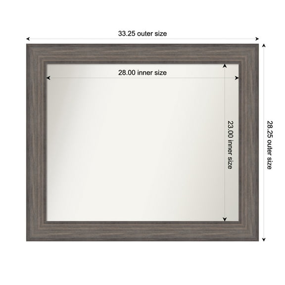 Amanti Art Custom Wall and Bathroom Mirror (28.25 x 33.25 in.), Country Barnwood Frame