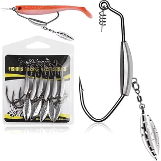 cheap freshwater fishing hooks UCEC Fishing Hooks, 100pcs/Box Offset Wide Gap 2X Strong Worm Hooks Senko  Bait Jig Fish Hooks for Bass Trout Saltwater Freshwater Size:#1 1/0 2/0 3/0  4/0 5/0