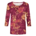 thumbnail image 4 of CYMMPU Blouses for Women Dressy Casual Round Neck Flower Pattern Spring Tunic Tops Fall Fashion Shirts 3/4 Sleeve Loose Fit Lightweight Basic T-Shirts Multicolor XXL, 4 of 5