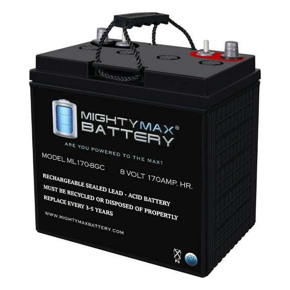 8V, 170Ah, AGM, Dual Terminal, Replacement Battery Compatible with Electric Golf Carts