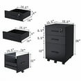 thumbnail image 3 of 3 Drawers Wooden Locking File Cabinet with Storage Removable File Cabinet for Home Office,Under Desk Filing Cabinets(Black), 3 of 7