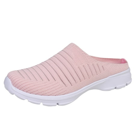 

A0624 slipper for Women Fashion Summer Women Slippers Mesh Breathable Lightweight Flat Bottom Half Slippers Casual Mesh