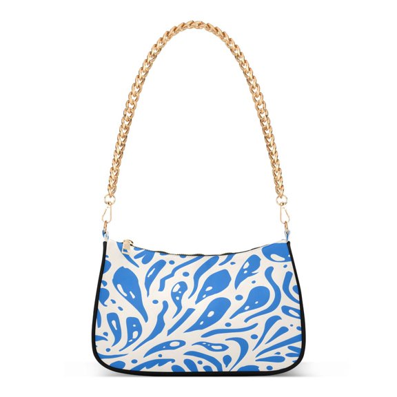 Ryvnso Graffiti Blue Womens Chain Shoulder Bag Tote Handbags Clutch Hobo Purse with Zipper for Travel