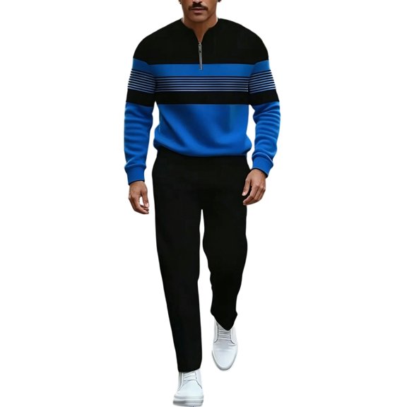 CONFREE Mens 2 Peice Sweatsuit Casual Men's Jogging Tracksuit Set Graphic Sweatshirts Pants Athletic Sweat Suit for Men
