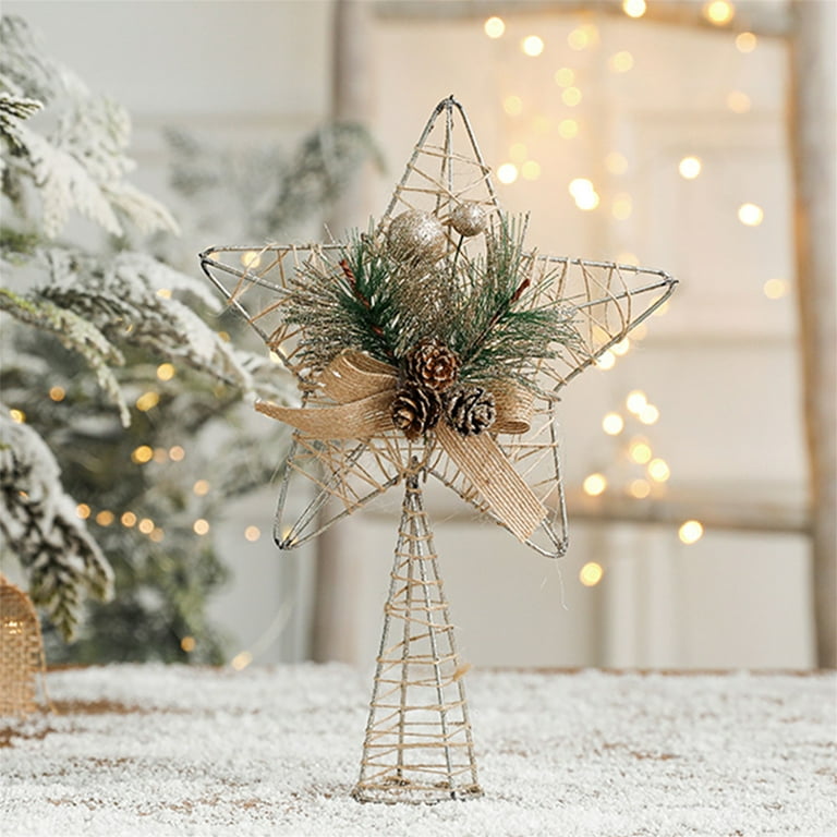 Christmas Star Tree Topper, Rustic Christmas Straw Star Topper 