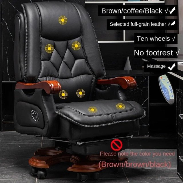 Leather Desk Office Chairs Massage Ergonomic Office Chairs Reading Bedroom Comfortable Modern Silla Oficina Furniture WSW30XP My Lux Decor Round