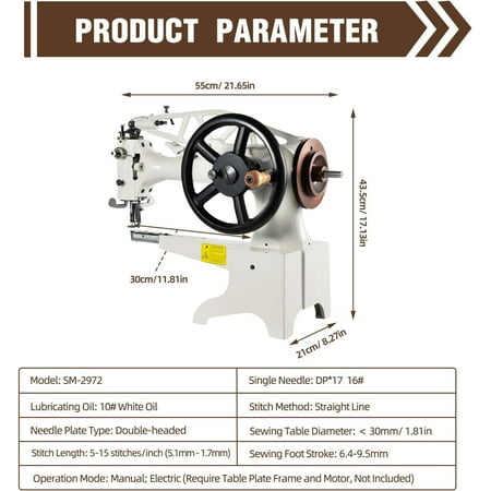 Industrial Sewing for Leather, Shoes, Bags - High-Quality Cobbler Tool with Two-Speed Manual Operation