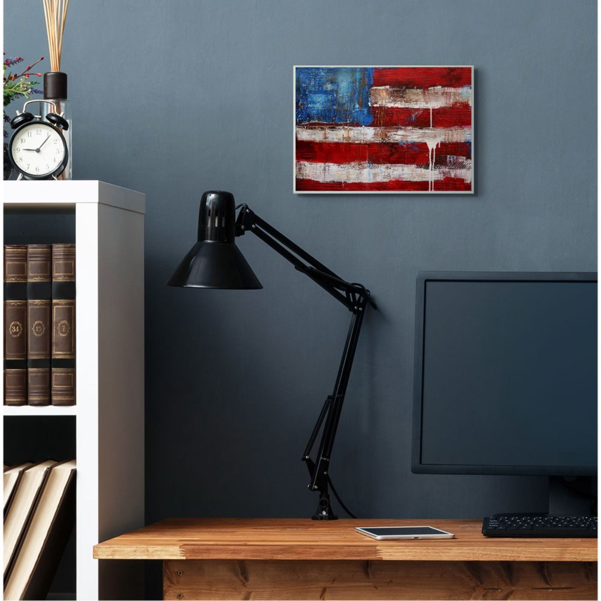 Stupell Industries Rustic United States Flag with Distressed Paint Drip Design by Erin Ashley