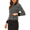 thumbnail image 4 of MODA NOVA Juniors Halloween Costume Elegant Vevelt Collared Plaid Tweed Blazer Black S, 4 of 5