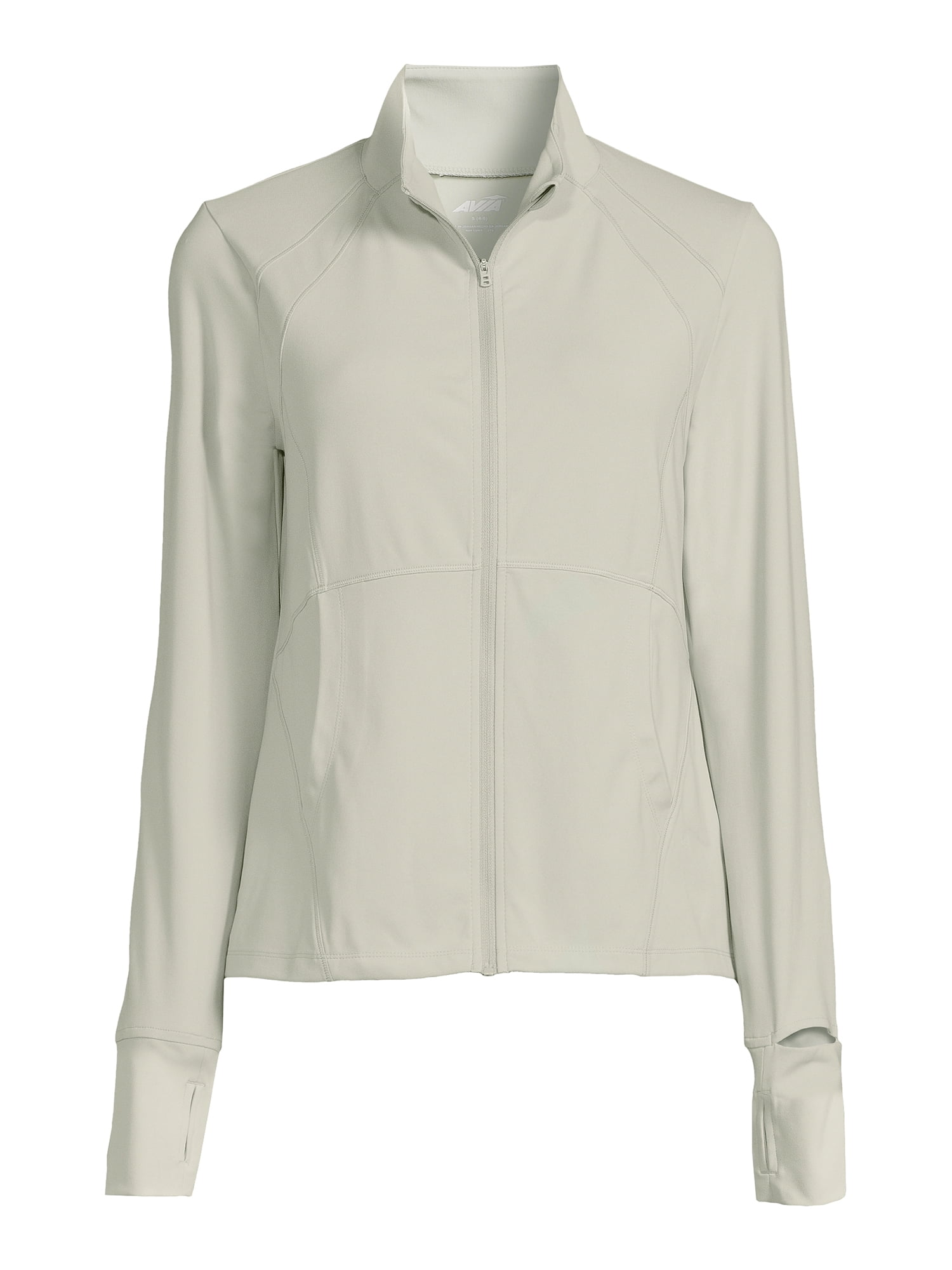 Avia Women's Active Full Zip Long Sleeve Jacket with Thumbholes and Sport Watch Opening