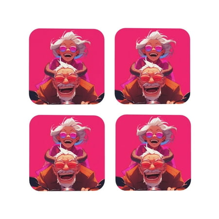 

Leather Coasters with Heat-resistant for Drinks Hip Hop People No.122 Cup Coasters Cup Pad Mat for Tabletop Protection Coffee Table Office Desk and Housewarming Gift