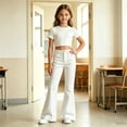 thumbnail image 7 of Ruiwill White Girls School Uniform Pants Size 9-10 Years Slim Fit Flared Pants School Outfits For Girls, 7 of 7