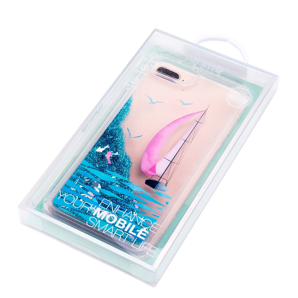 SUMACLIFE Sparkling Waterfall "Sail Boat" Protective Phone Case for Apple iPhone 7 Plus or iPhone 8 Plus (Exact Perfect Fit)