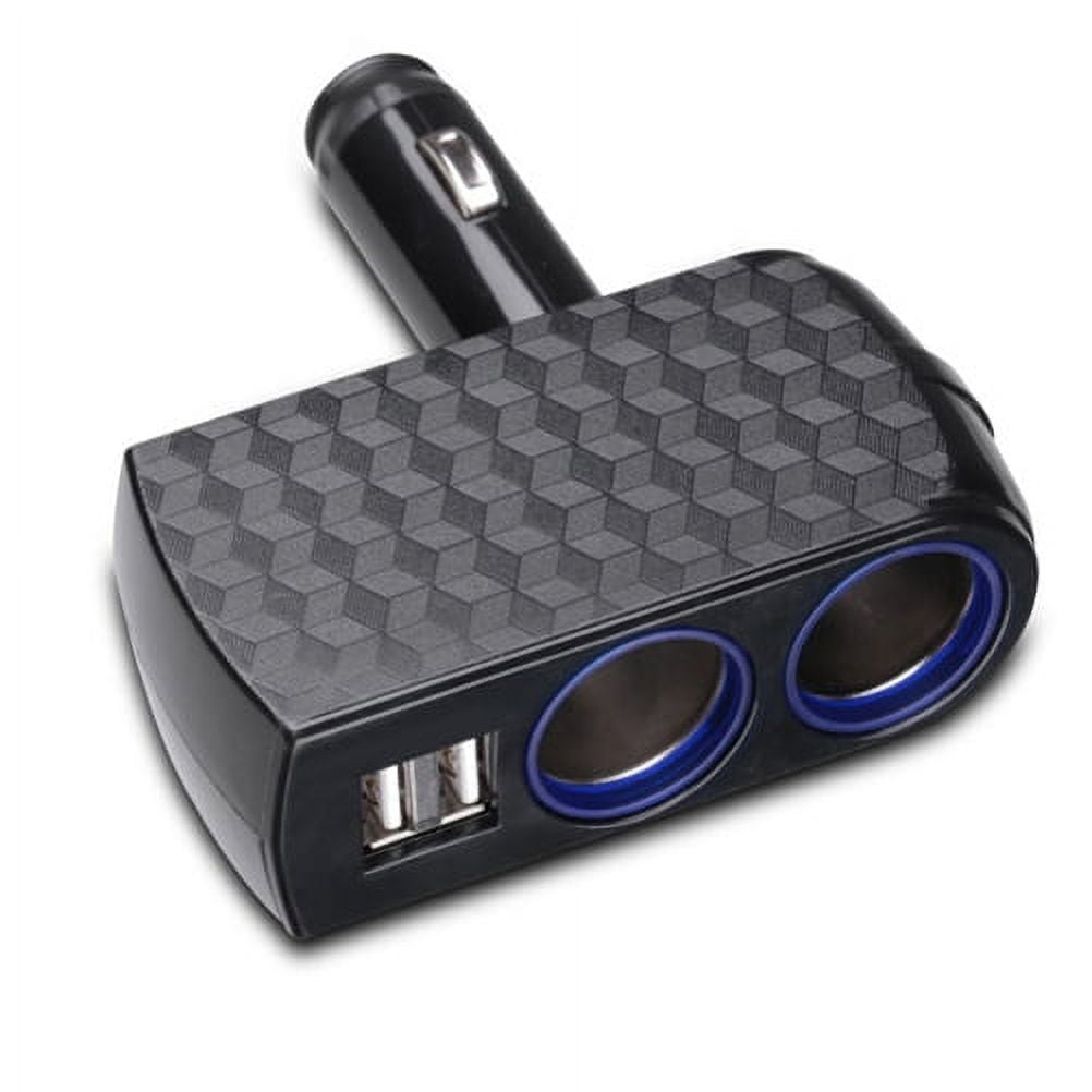 Premium Car Lighter Socket Splitter 2-Port Charger Adapter Dual USB Ports Fast Charging 3.1A Plug-in Black Power Strip Multi Outlet Compatible With iPhone XS Max XR, iPad 9.7 3 2 R5G