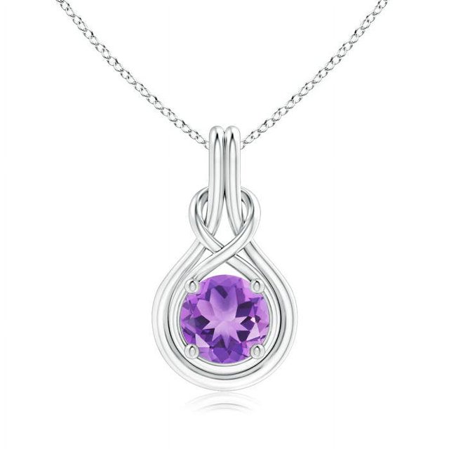 Angara Collier en Améthyste Naturelle - Pendentif Solitaire en Améthyste Ronde 1,7 ct Nœud Infini en Or Blanc 14K pour Femmes
