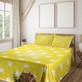 thumbnail image 2 of Ambesonne Yellow Fitted & Top Sheet Set with Shams, Vibrant Stars Fun Retro, White Yellow, 2 of 5