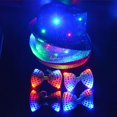 thumbnail image 3 of Lazo de lentejuelas con luz LED intermitente, sombrero Fedora, fiesta, boda, niño, hombres, decoración de Navidad, 3 of 4