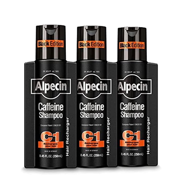 Champú Alpecin Caffeine C1 Black Edition para hombre 250 ml x 3