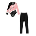 thumbnail image 3 of Doomiva Kids Girls Sparkle Long Sleeve Ballet Dance Gymnastics Leotard Bodysuit Unitard with Leggings Trousers Set Pink&Black 16, 3 of 7