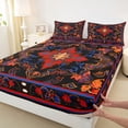 thumbnail image 4 of Erosebridal Hippie Mandala Full Size Sheets, Bohemian Floral Bed Sheets, Black Red, 4-Piece 1 Flat Sheet, 1 Fitted Sheet and 2 Pillowcases, 4 of 5