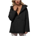 thumbnail image 2 of JUSLIO Button-Up Women Tops with Pockets Hoodies Sweatshirts Solid Long sleeve V Neck Sweatshirts Black S, 2 of 5