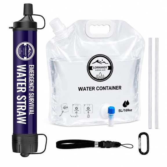 1 PACK Portable Water Filter Straw Mini Water Purifier Survival Gear for Emergencies, Hiking, Camping, Disaster Preparation-Deep Blue