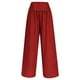 thumbnail image 5 of Pantalones boho de mujer con pierna ancha, cintura alta y fruncido - Cintura elástica, ligeros, pantalones informales de playa, 5 of 8