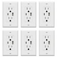 thumbnail image 1 of TOPGREENER USB Outlet, Type C & Type A USB Wall Outlet, 15 Amp Tamper Resistant Receptacle Plug, Charging Power Outlet with USB Ports, Wall Plate Inc, 1 of 7
