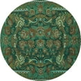thumbnail image 1 of Ahgly Company Machine Washable Indoor Round Animal Turquoise Blue Traditional Area Rugs, 6' Round, 1 of 4