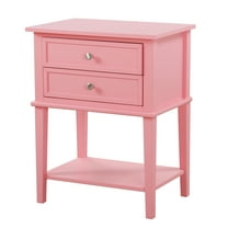 Cterwk Nightstand Side Table with 2 Drawers, End Table for Bedroom Office, Pink