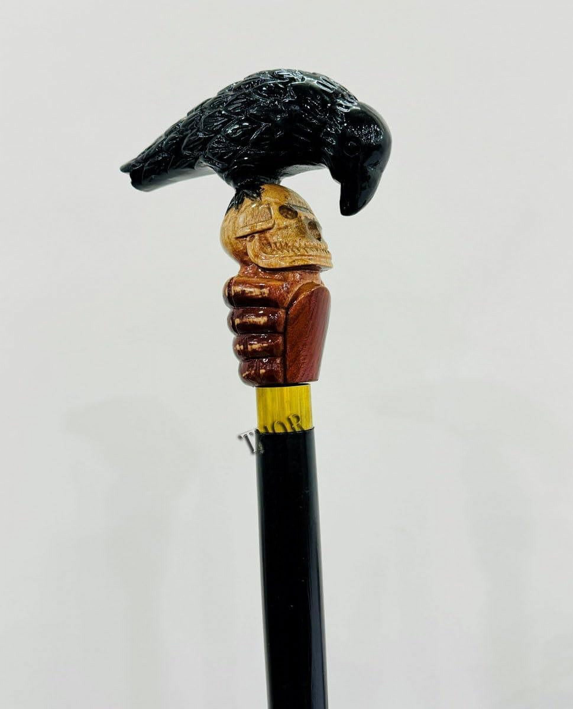 Hand Carved Dark Wooden Bird Walking sold Stick Cane