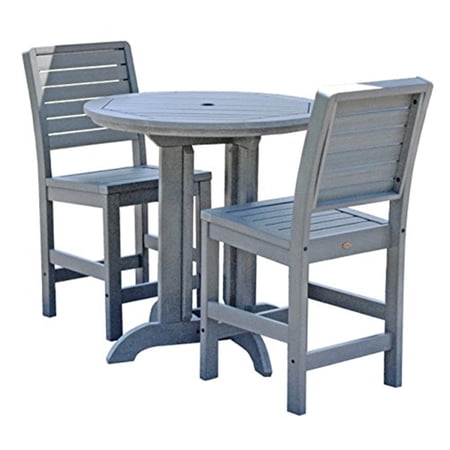 Highwood's 36" Round 3-pc Weatherly Dining Set - Counter Height, Outdoor, Eco-friendly, Synthetic Wood