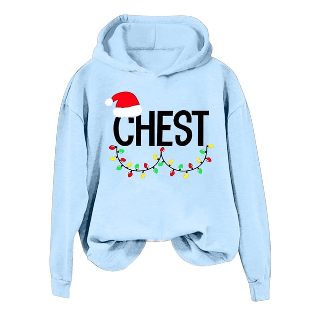 WILLBEST Sudadera de Mujer con Estampado Navideño de Pecho y Nueces, Manga Larga, Estilo Casual y Holgado X-Grande