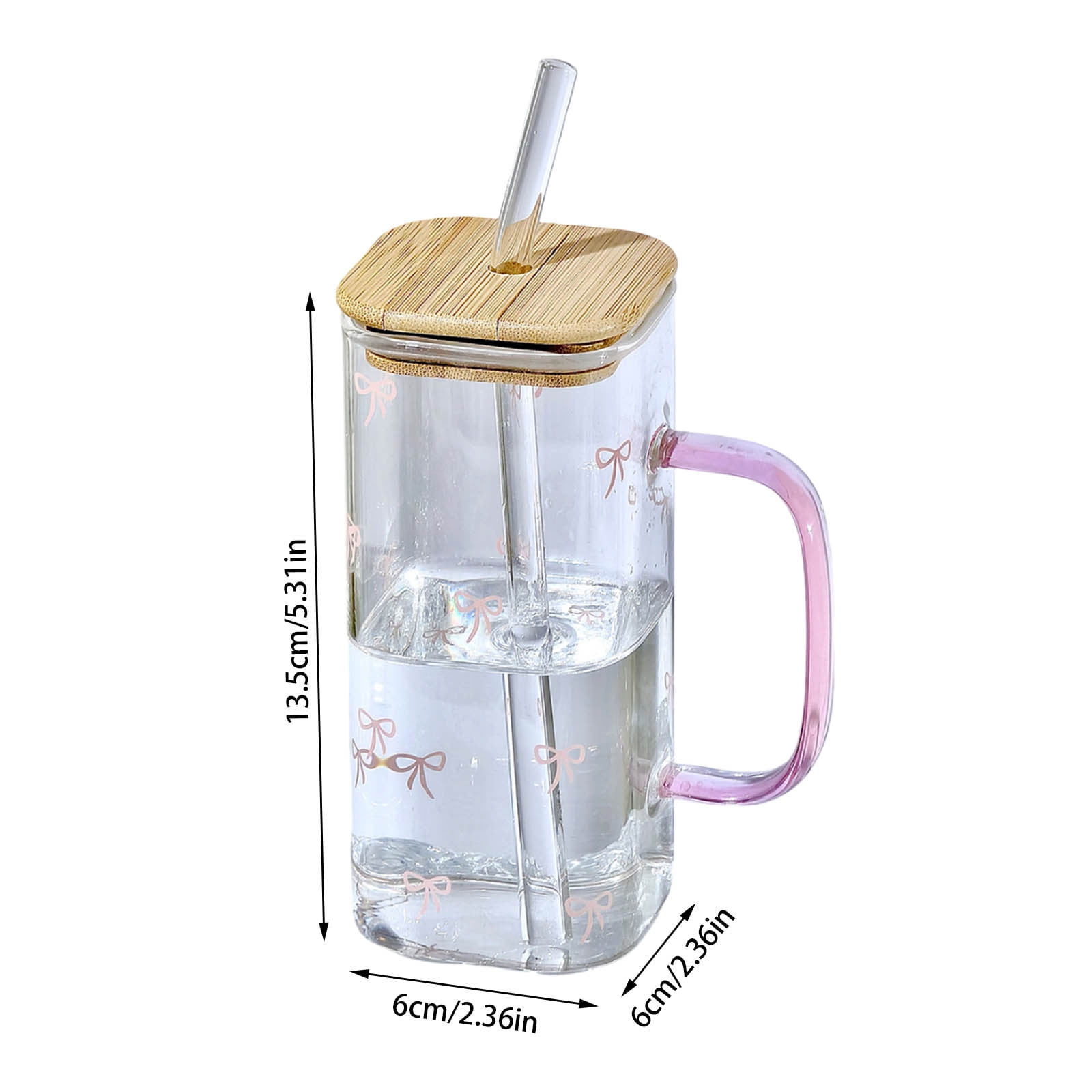 Gobelet En Verre Avec Couvercle Et Paille 16 Oz - Design Nœud Et Plantes, Idéal Pour Café, Smoothies, Cocktails Verre Elegant Cafe Smoothie Cocktail
