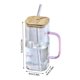 thumbnail image 2 of Vaso de cristal térmico con pajita 400ML Apto para bebidas frías Zumo Leche Incluye Tapa Textura de cristal Apto para varias bebidas, 2 of 5