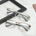 thumbnail image 7 of 3 Pairs of Mens Blue Light Blocking Classic Reading Glasses 2.5 Rectangle Metal Silver Rimmed Spring Hinges Readers +2.5, 7 of 7
