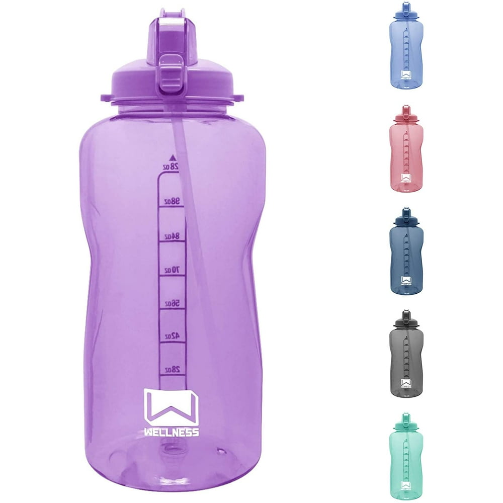 Wellness 128oz Sports Water Bottle Purple with Straw