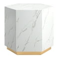 thumbnail image 3 of Weston Home Declan Hexagon Faux Marble End Table, White, 3 of 6
