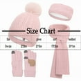 thumbnail image 2 of SYMOID Womens Pink Wool Winter 4-Piece Accessory Set: Beanie, Scarf, Touchscreen Gloves, Headband - Fleece-Lined, Classic Cable Knit, Faux Faux Fur Pom-Pom,Size Free Size, 2 of 2