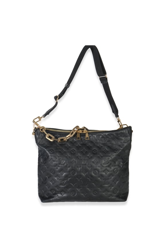 Pre-Owned Louis Vuitton Black Monogram Embossed Lambskin Coussin MM Hobo