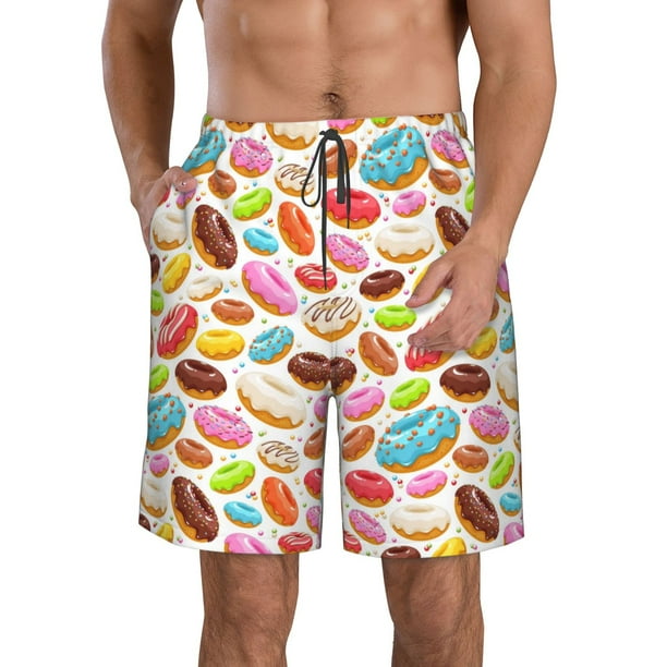 Fotbe Color Donut Trajes de Baño Estampados para Hombre, Shorts de Verano de Secado Rápido, Ropa de Playa, Bañadores-Small