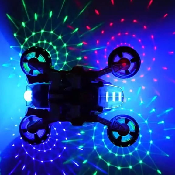 FEOLGEHLY Electric Stunt Transforming Motorcycle Toy for Kids, 2-in-1 Action Vehicle with Vibrant LED Lights, Music and Easy Transformation, Birthday Christmas Gift for Boys & Girls Ages 3-5