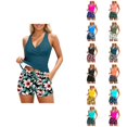 thumbnail image 1 of Womens Tankini Swimsuits 2026 Fashion Modest Deep V Neck Crossover Top with Swim Shorts Two Piece Bathing Suits Woman, 1 of 5
