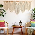 thumbnail image 6 of Extral Large macrame wall hanging, 71'' W x 32'' L boho wall art tapestry wall decor for urban entryway headboard woven wall art, big fiber art over couch art for Yarn hallway (Beige-C), 6 of 9