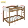 thumbnail image 6 of Hassch Twin Size Rubber Wood Bunk Bed Frame with Fluffy Teddy Fleece Upholstered Headboard & Footboard, Safety Guardrail, Built-in Ladder, 10.2"H Underbed Storage Space (Natural), 6 of 9