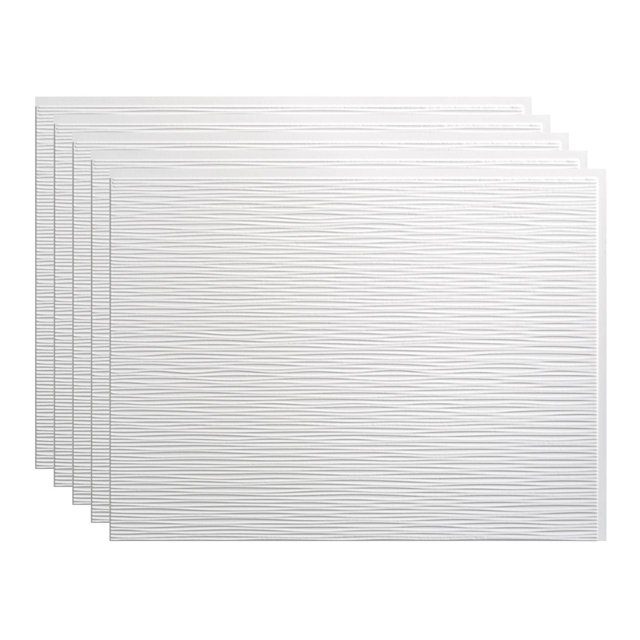 FASÄDE Ripple Gloss White 18in x 24in Decorative Vinyl Backsplash Panel (5 Pack)