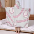 thumbnail image 5 of Gray Pink Baseball Stitches Pattern Hooded Bath Towel，50"x30" for Ages 3 To 12 Kids, Quick Dry Lightweight Soft Microfiber Hood Beach Towel Cover Up for Kids, 5 of 7