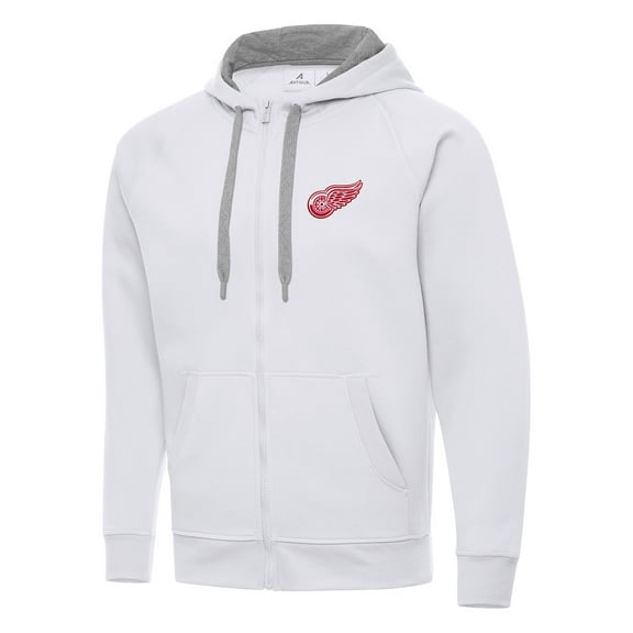 Men's Antigua White Detroit Red Wings Big & Tall Victory Full-Zip Hoodie